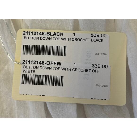 Anthropologie See U Soon Top Women's Off White Button Up L/S Crochet Size S NWT - Picture 7 of 11